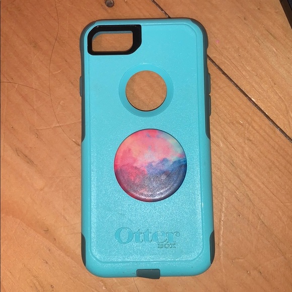 OtterBox Accessories - Blue Otter Box for iPhone 7 with pop socket